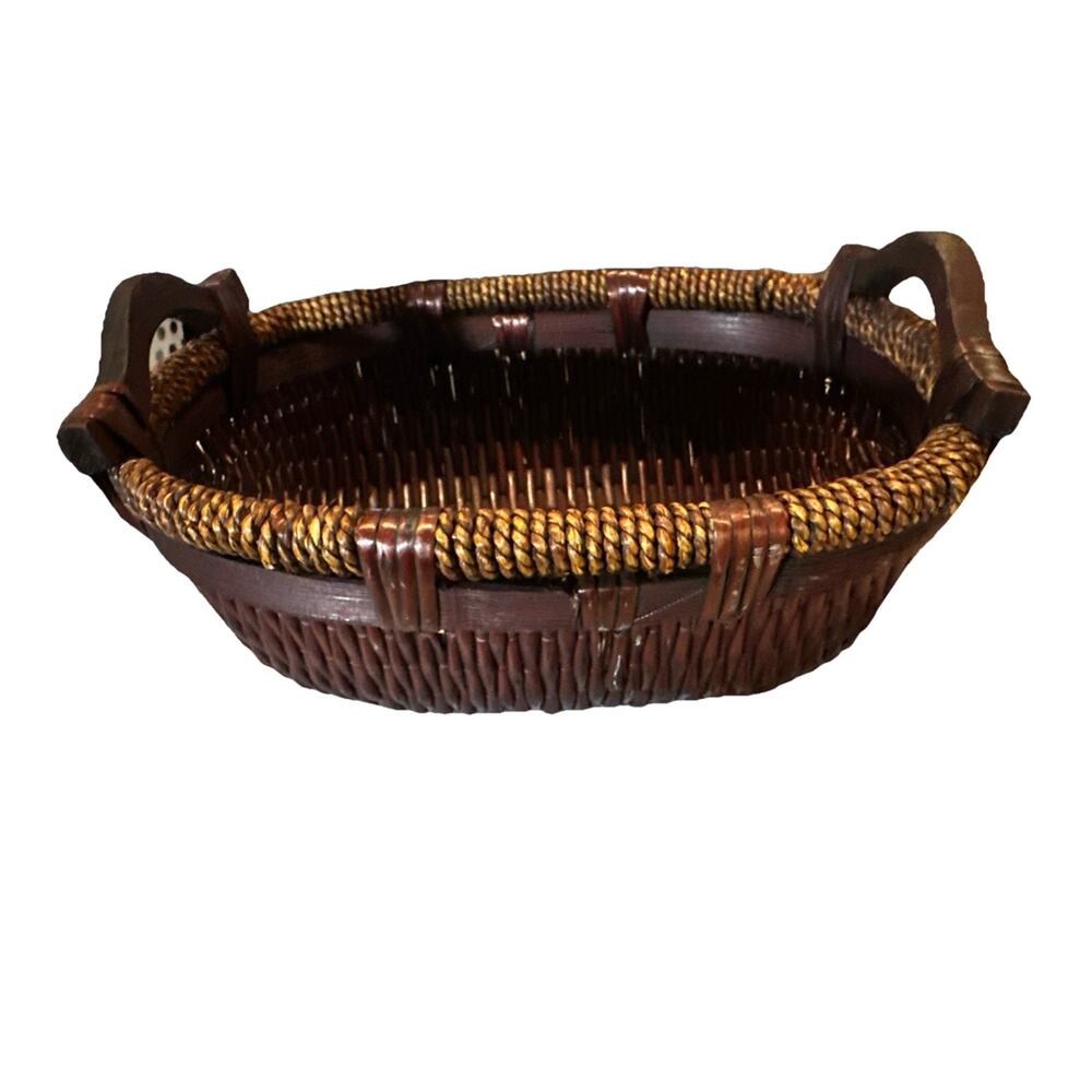 Vintage Wicker Woven Basket Holder Carrier Storage 12" X 9" X 6.25” Brown - Picture 4 of 6